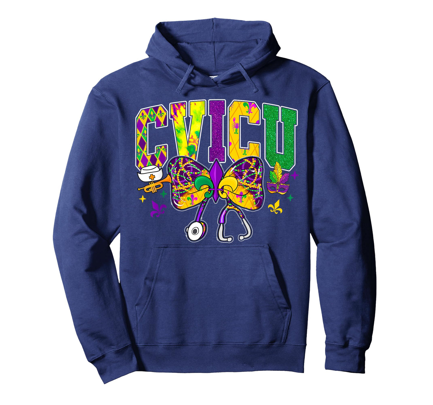 CVICU Nurse Mardi Gras Coquette Bow Funny Men Women Carnival T-Shirt