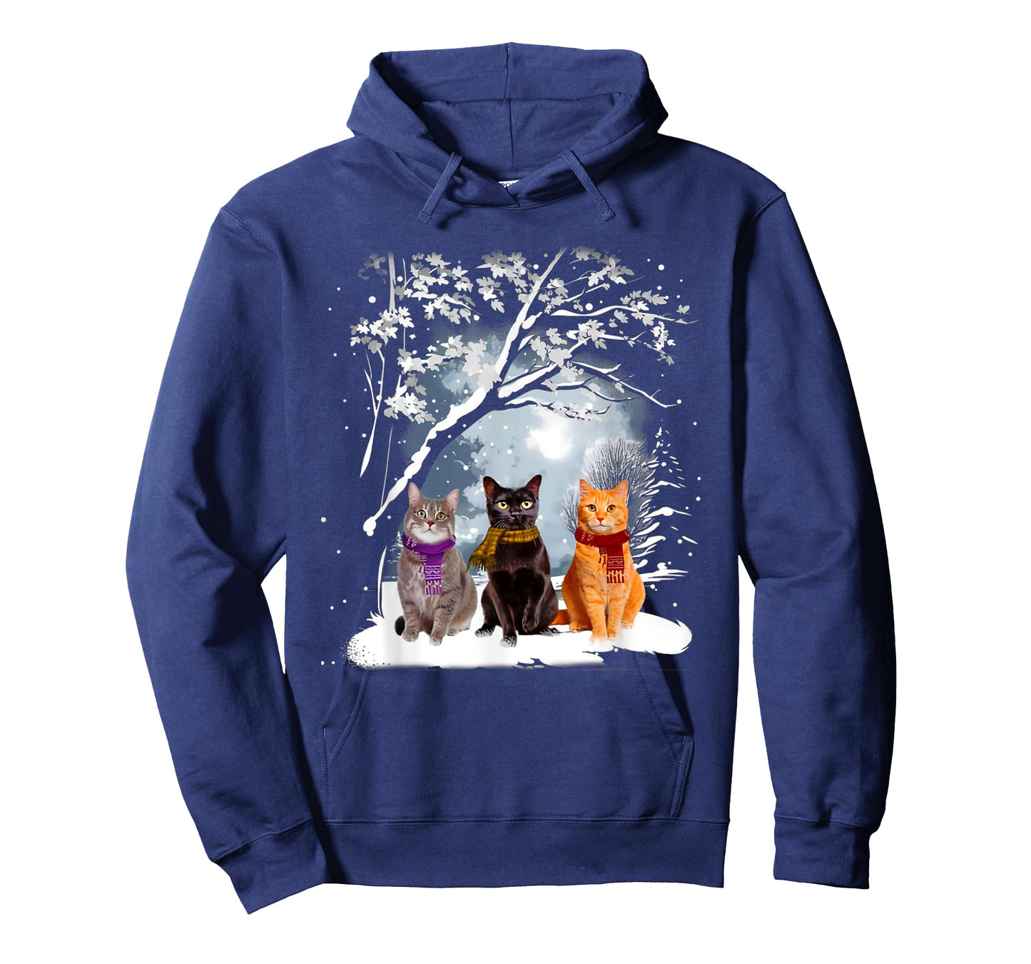 Three Cats Play Snow Winter Funny Cat Lover Merry Christmas T-Shirt