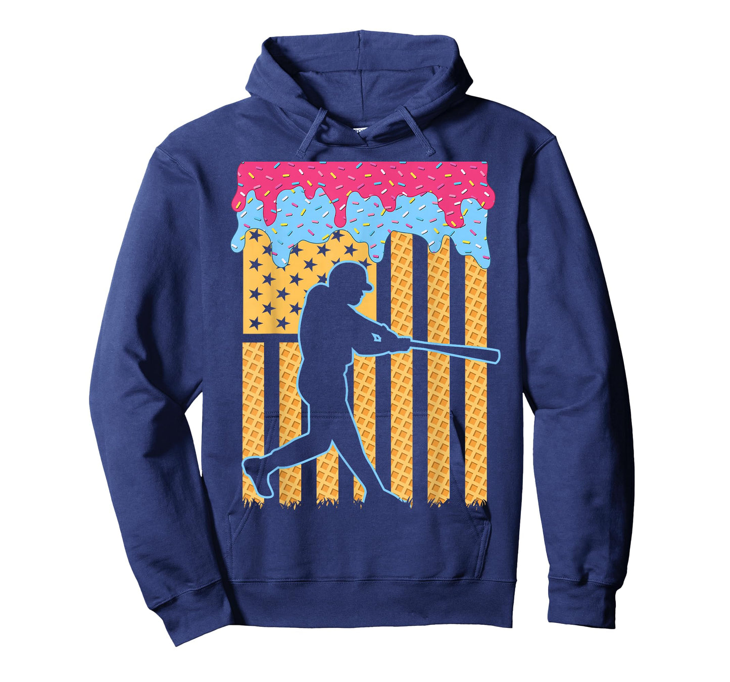 Baseball Drip Bat Boys Ice Cream American Flag 4th of July T-Shirt