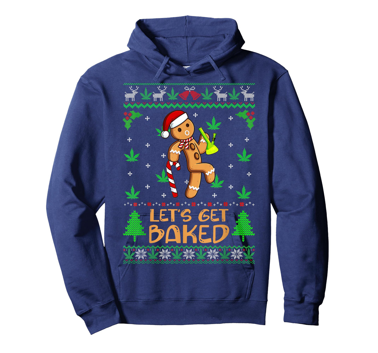 Let's Get Baked Weed Gingerbread Man Ugly Christmas Sweater T-Shirt