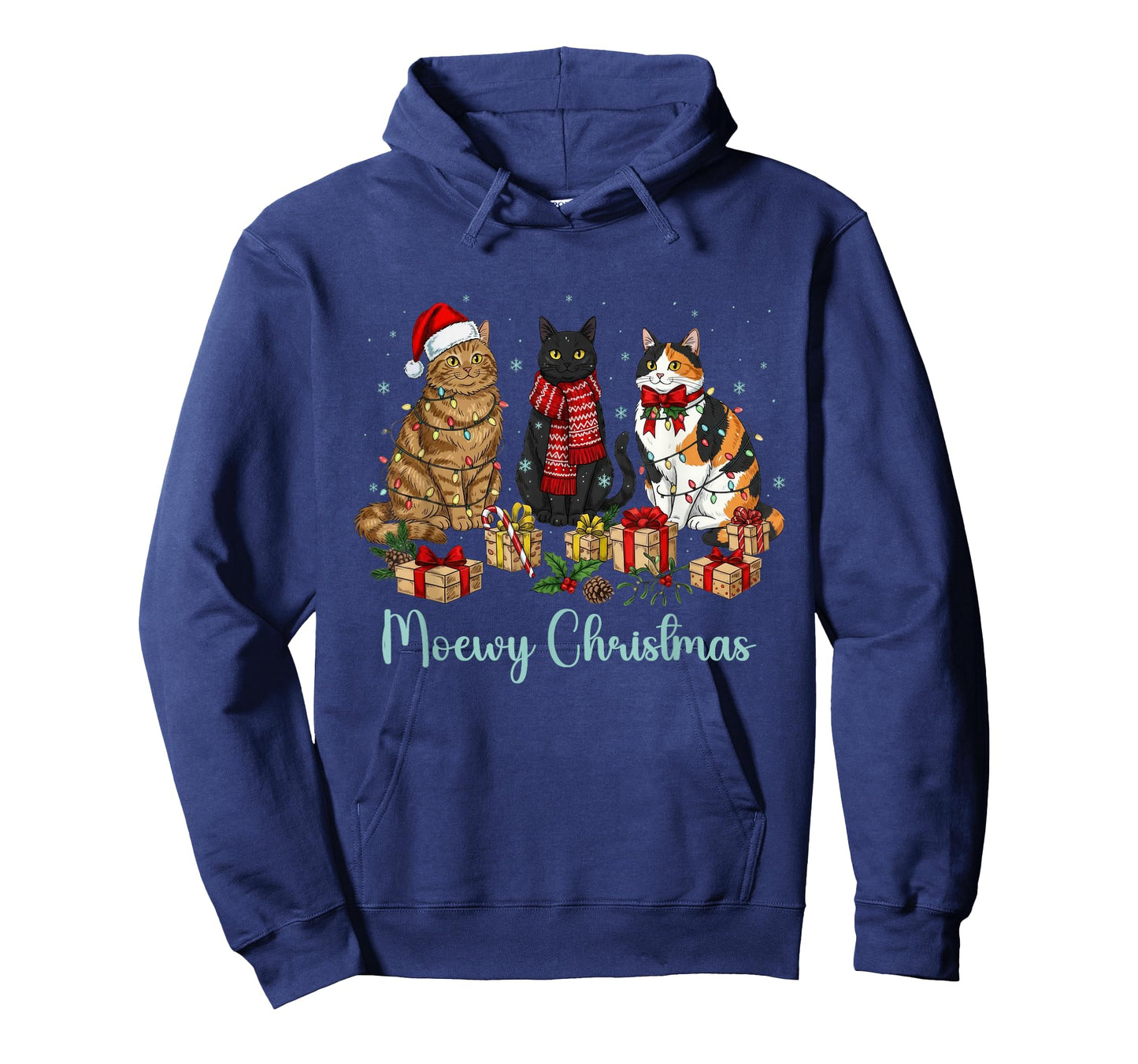 Moewy Christmas Cute Cat Santa Hat Xmas Women Girl T-Shirt