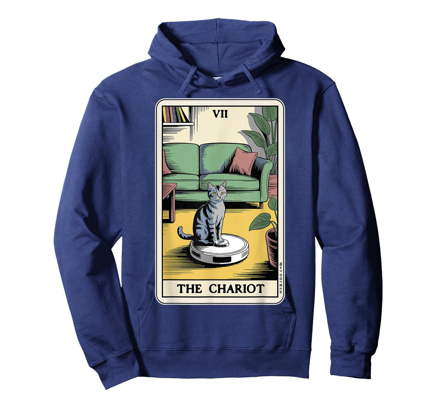 The Chariot Robot Vacuum Cleaner Cat Funny Tarot Card Cat T-Shirt