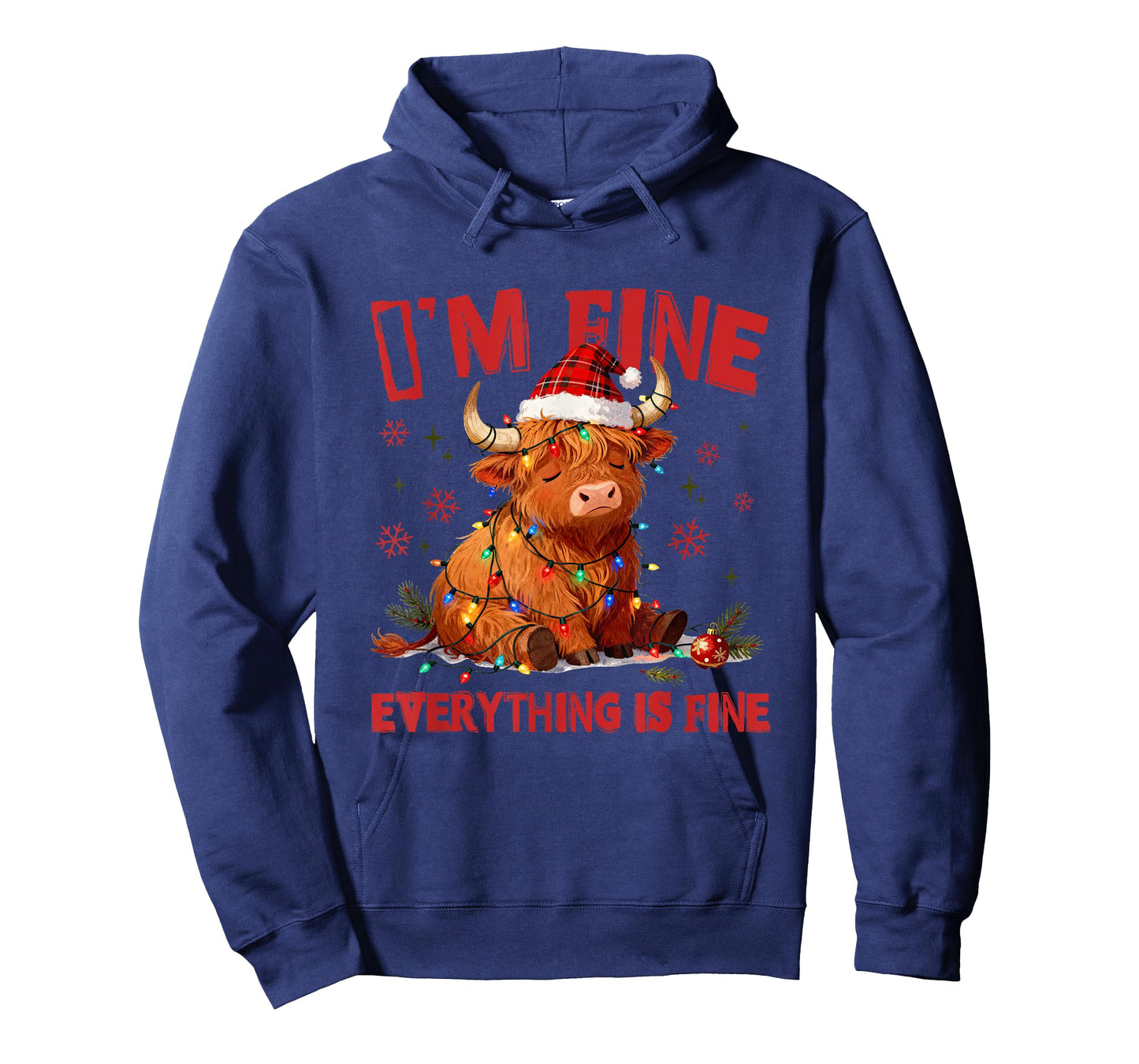 I'm Fine Everything is Fine Christmas Highland Cow Santa T-Shirt