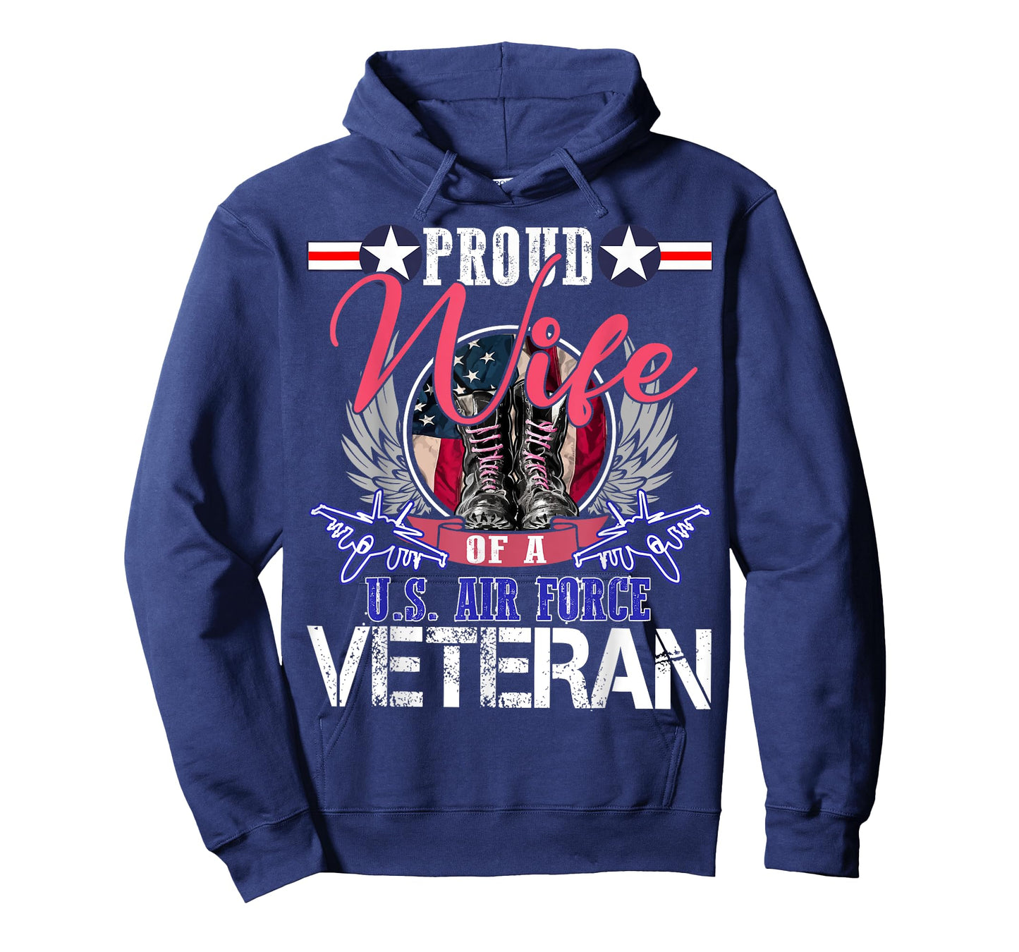 Vintage Proud Wife Of A U.S. Air Force Veteran Gift Mom Dad T-Shirt