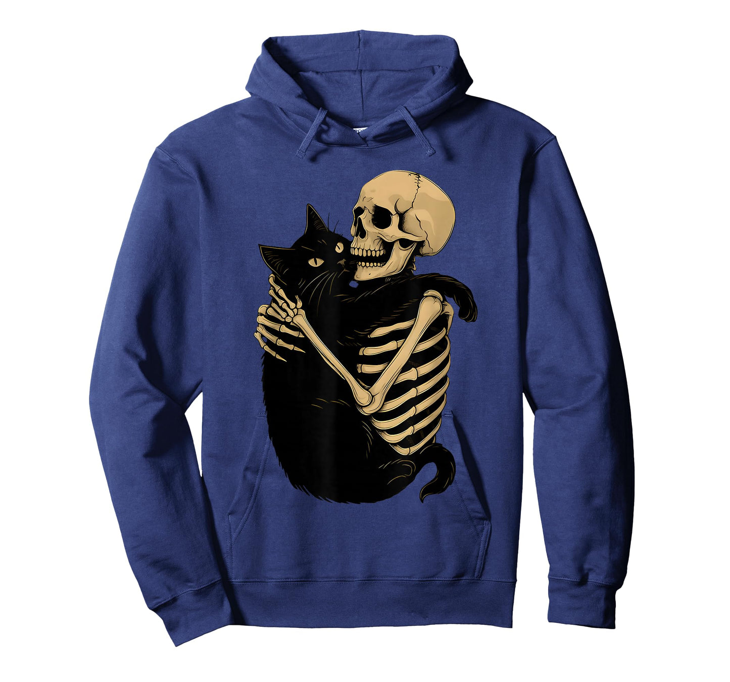 Skeleton Hugging Cat Halloween Black Cat Lover Cat Mom Dad T-Shirt