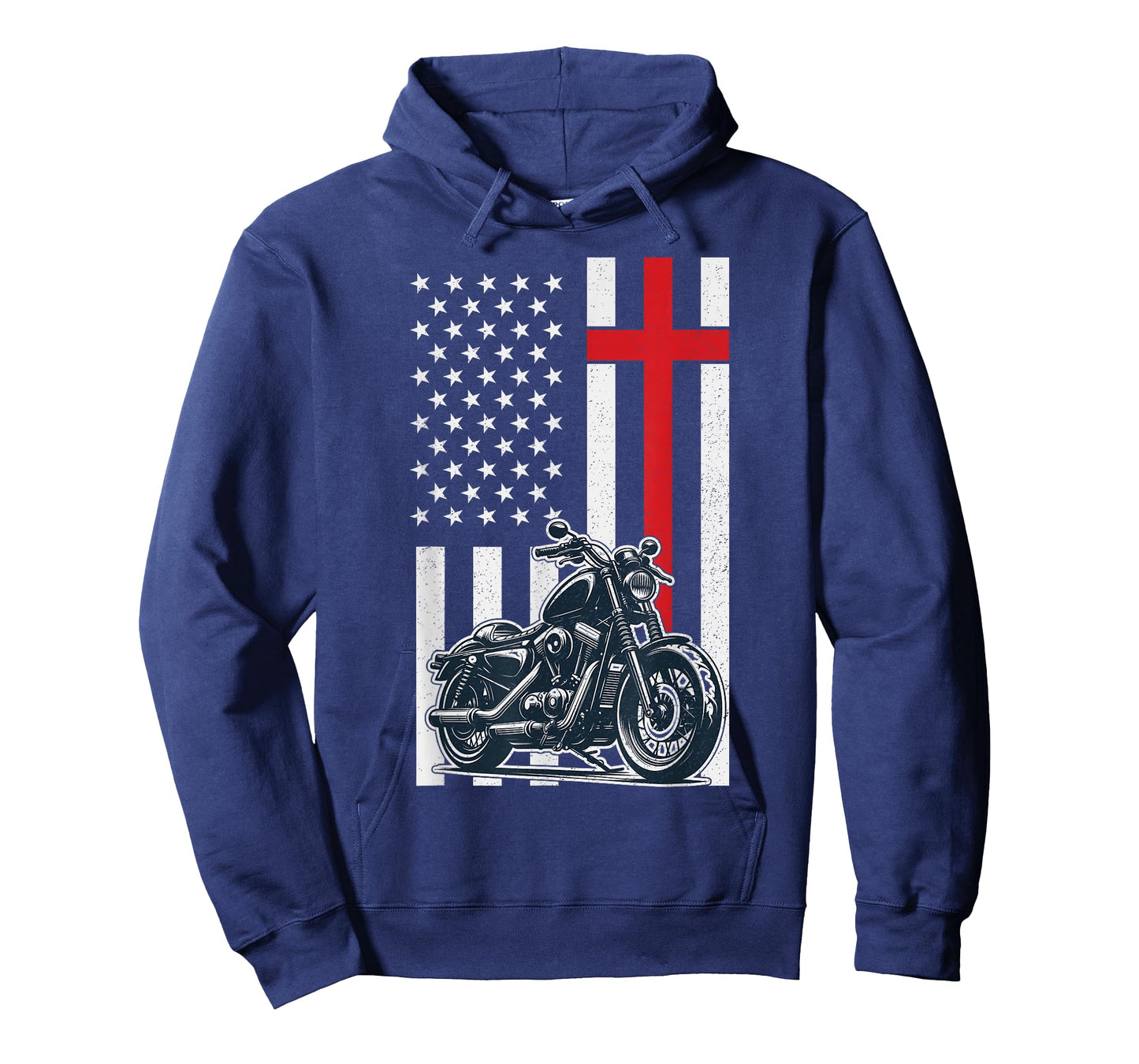 Christian Biker Motorcycle American Flag Cross T-Shirt