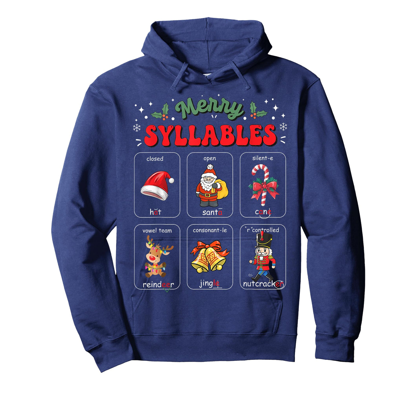 Merry Syllables Xmas Phonics Reading Teacher Holiday Pajamas T-Shirt