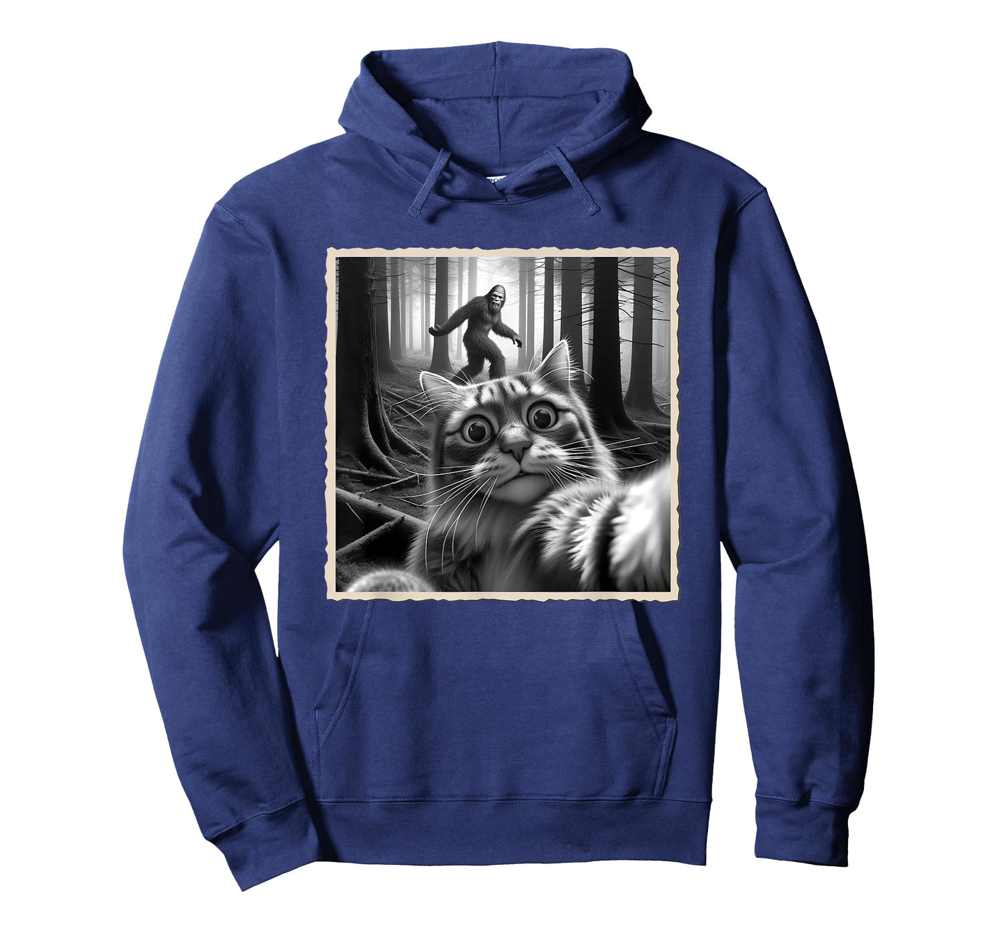 Funny Cat Selfie with Bigfoot, Sasquatch & Humor, Funny Cat T-Shirt