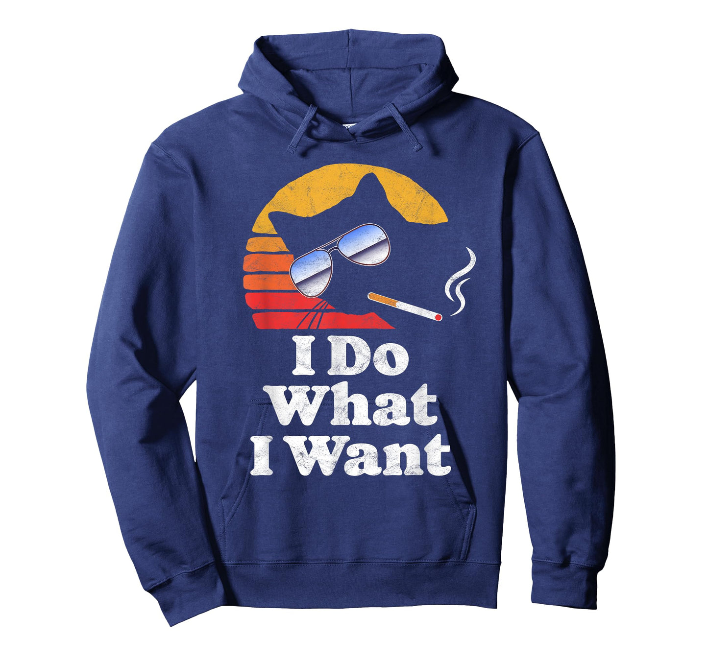 I Do What Want Cool Funny Cat & Retro Sunglasses Smoking Men Women T-Shirt