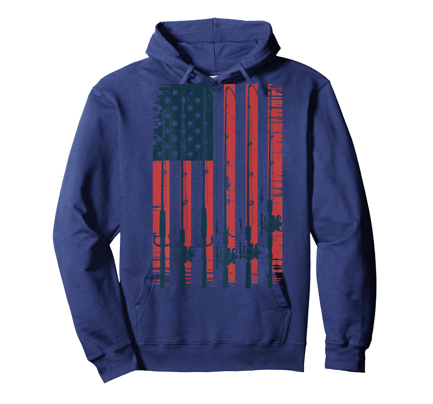 Fishing American Flag Fishing Pole Boy Men Patriotic Fishing T-Shirt