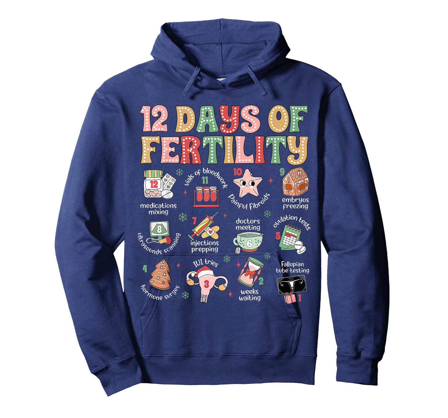 12 Days of Fertility IVF Nurse Christmas OB GYN Transfer Day T-Shirt