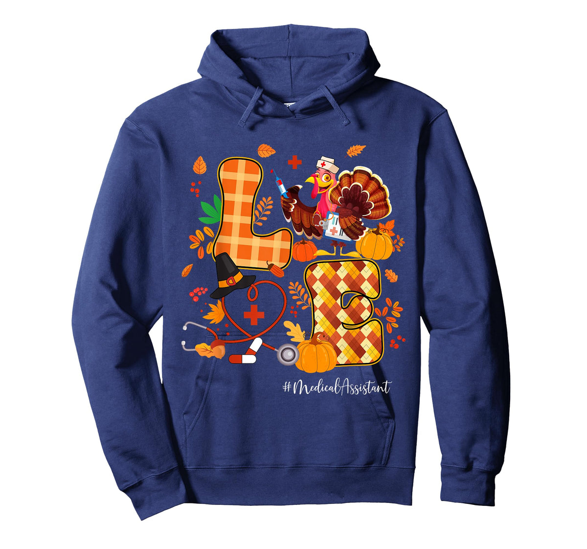 Medical Assistant Love Thanksgiving Fall Turkey Stethoscope T-Shirt