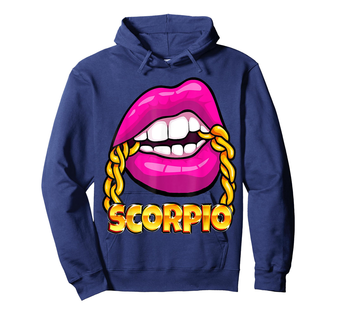 Black Queen Juicy Lips Pink Gold Chain Scorpio Zodiac Sign T-Shirt