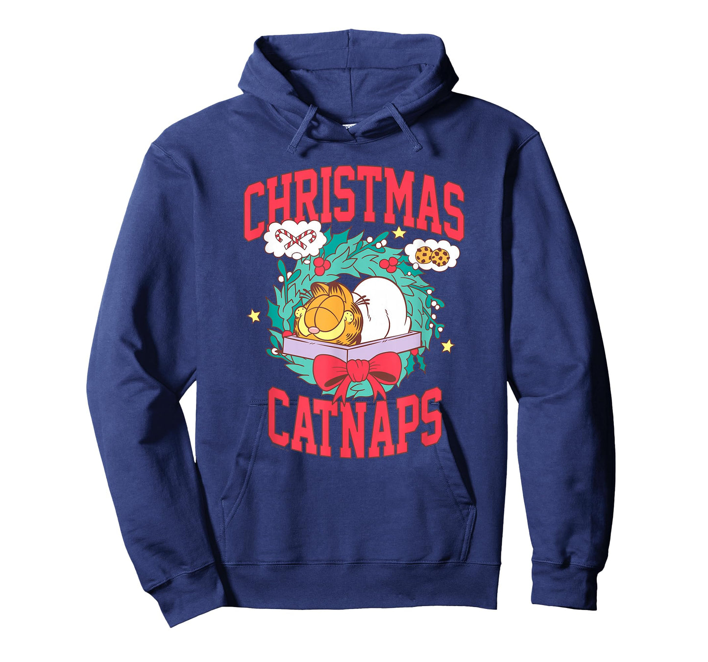 Garfield Christmas Catnaps Wreath Cute Holiday Cat T-Shirt