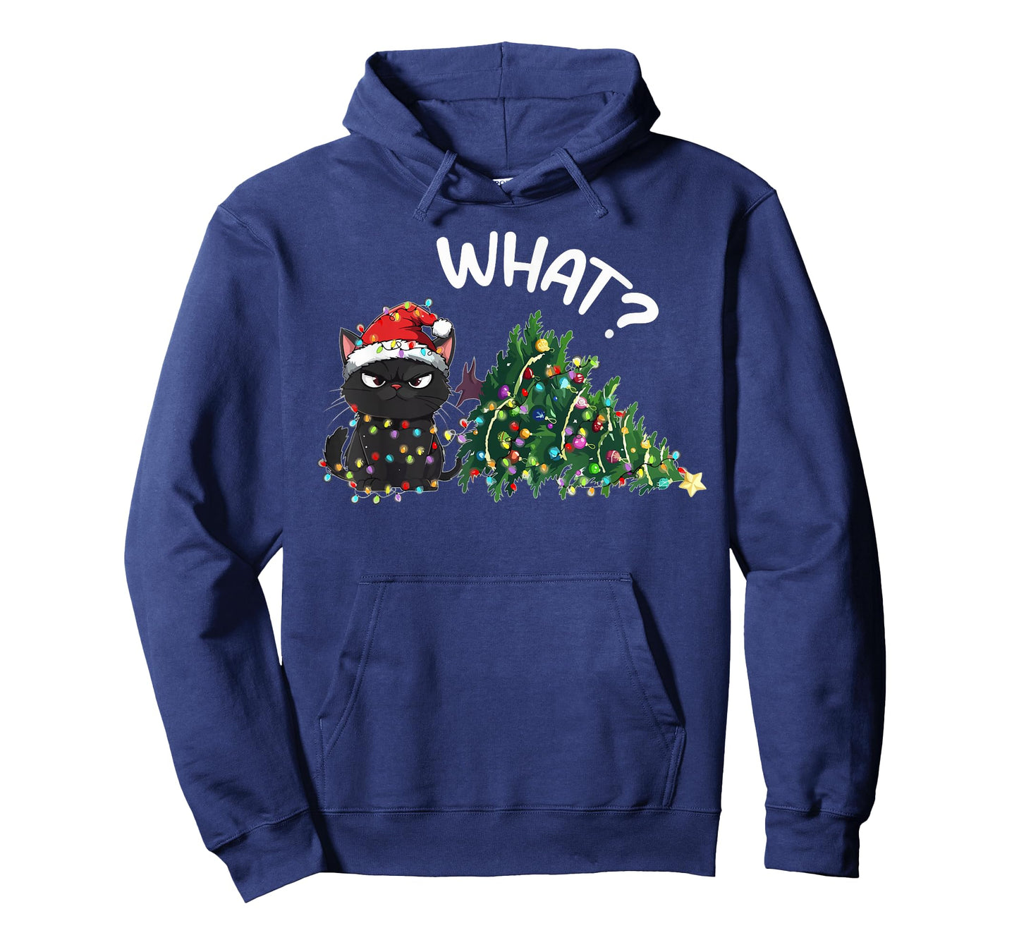 Funny Black Cat What? Christmas Tree Funny Cat Lover T-Shirt