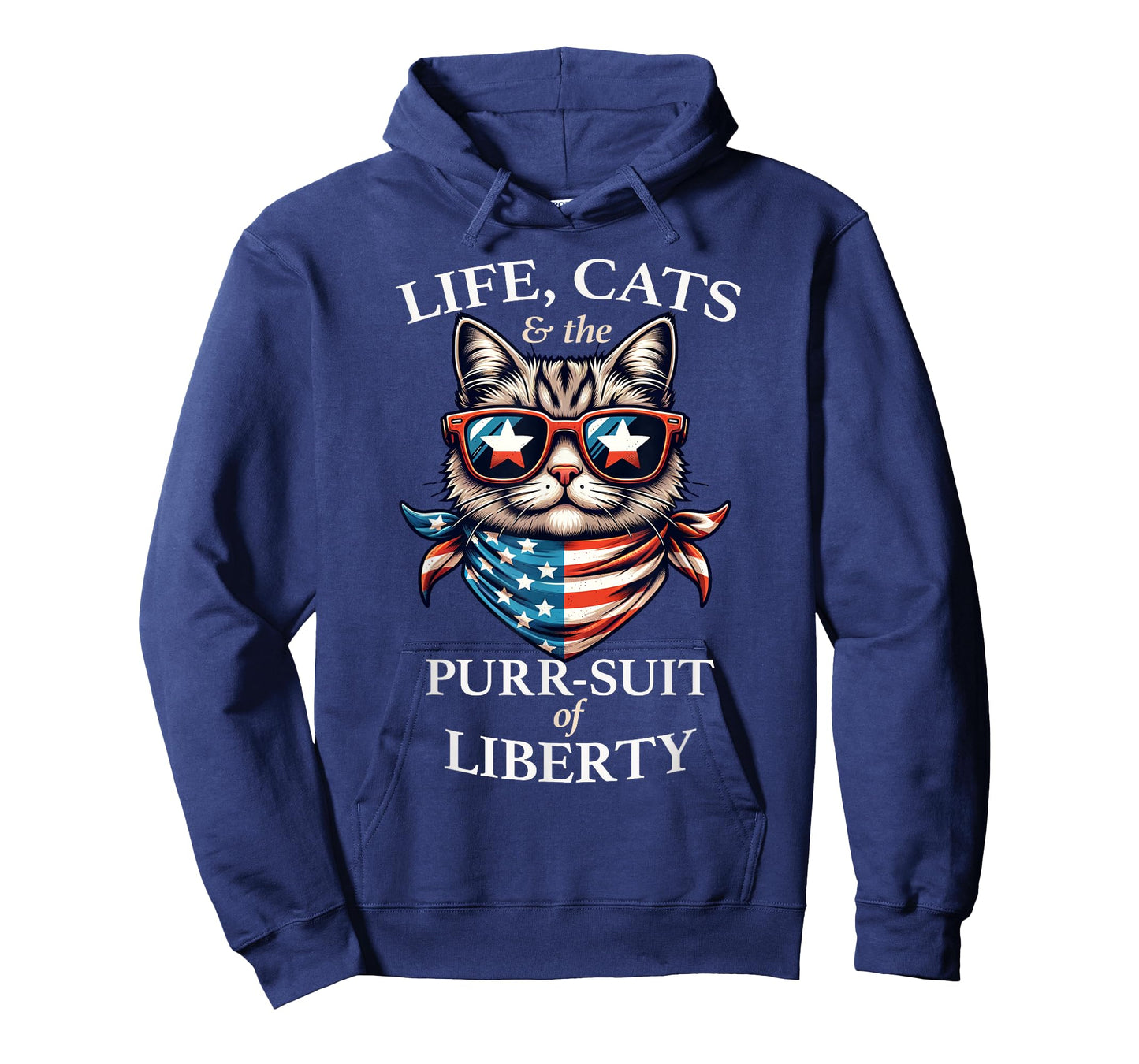 Patriotic Cat American Flag Sunglasses Purr-suit of Liberty T-Shirt