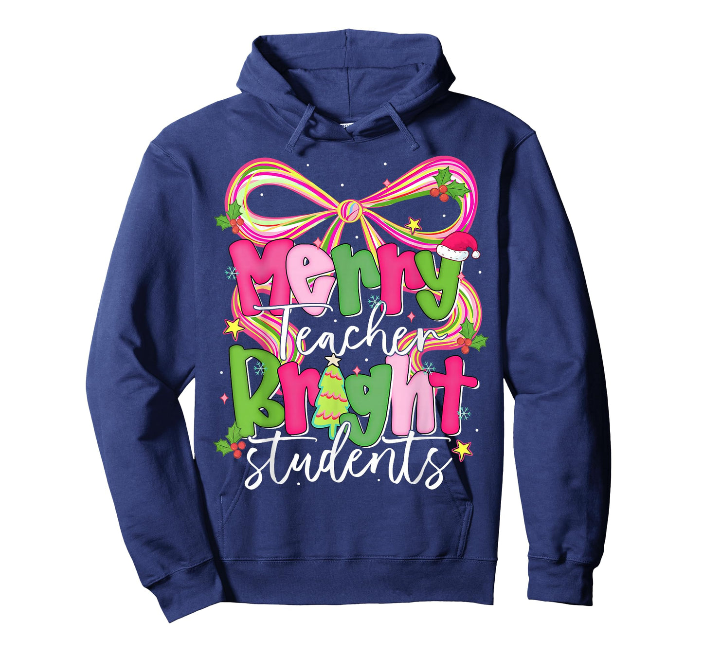 Merry Teacher Bright Student Funny Teacher Christmas Pajamas T-Shirt