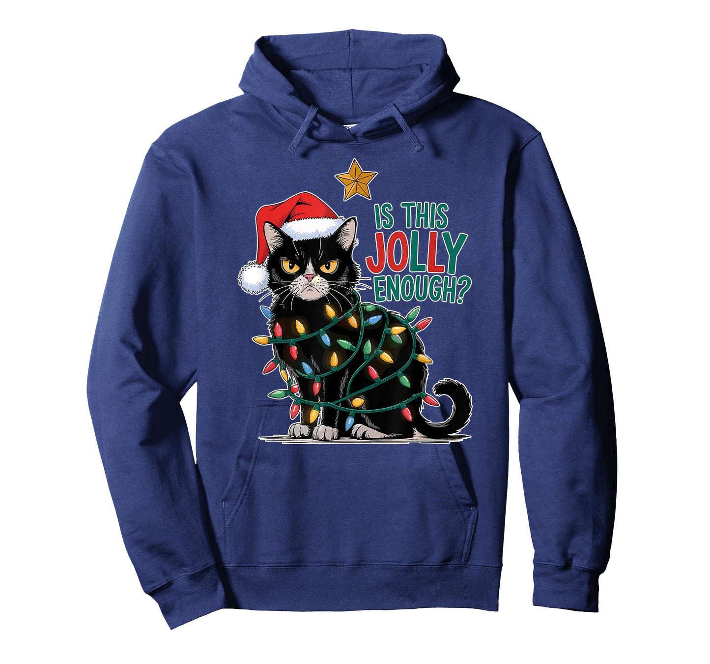 Is This Jolly Enough? Cat Merry Christmas Tree Lights funny T-Shirt