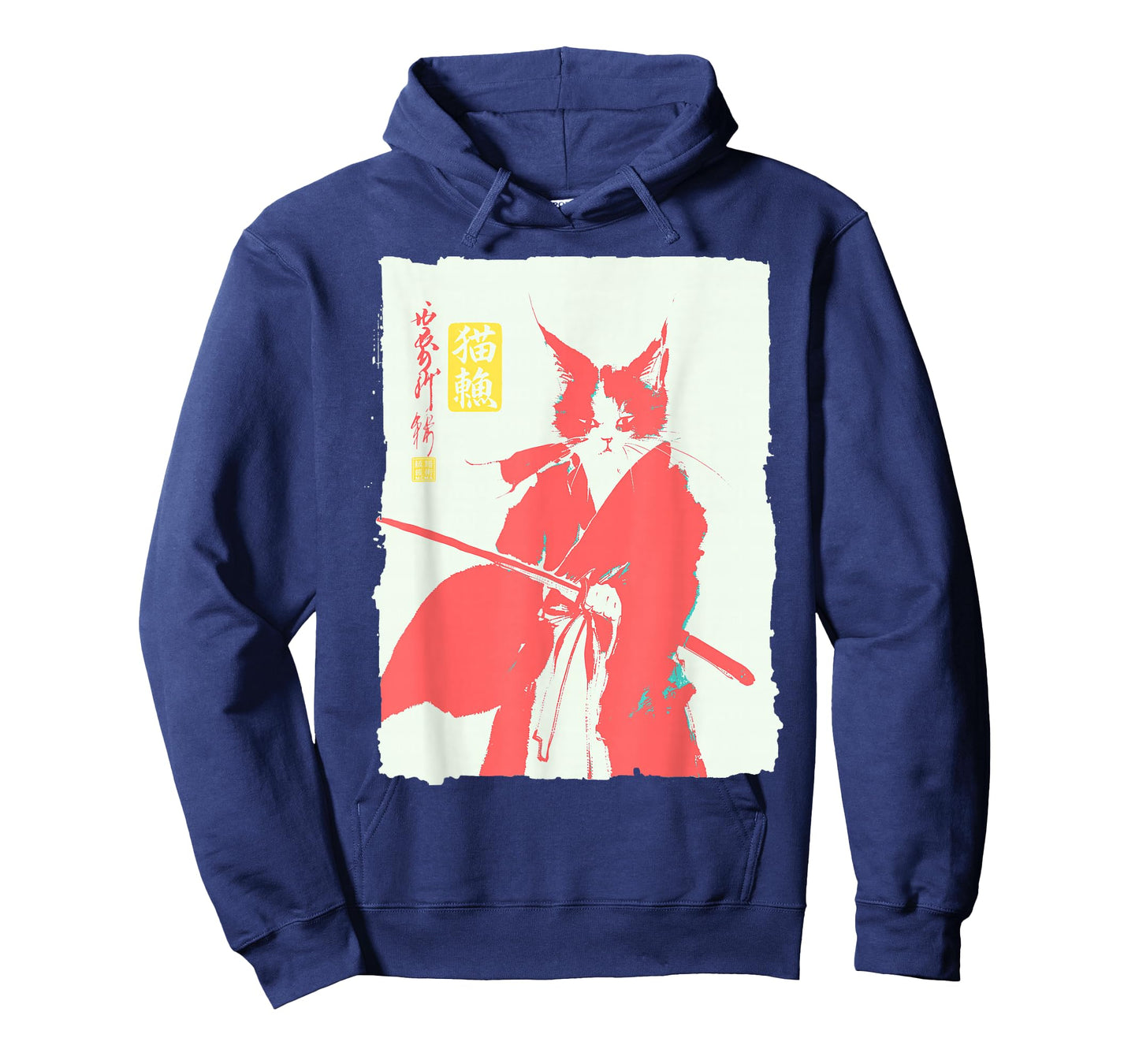 Samurai Cat Japanese Art Funny Anime Manga Graphic T-Shirt