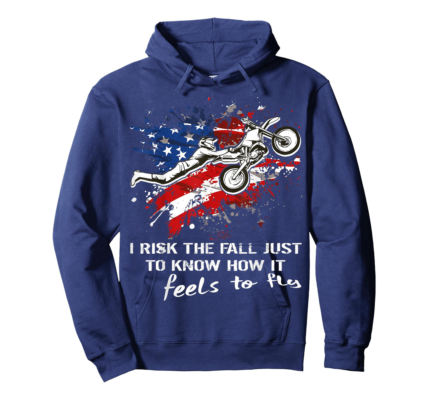 Motocross Dirtbike Motorcycle MX Us Flag Risk the fall Jump T-Shirt