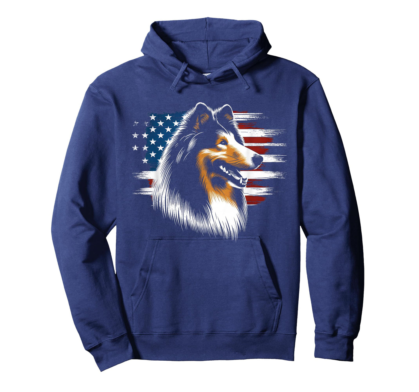 Rough Collie American Flag - Patriotic Collie Dog Lover T-Shirt
