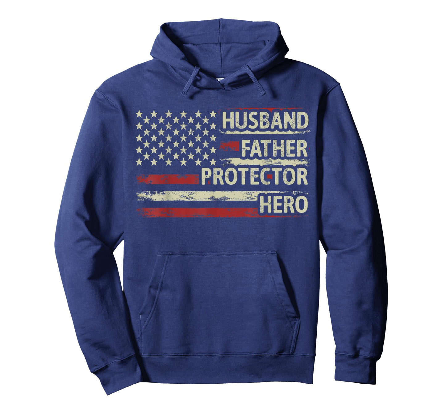 Mens Husband Father Protector Hero Dad American Flag Fathers Day T-Shirt