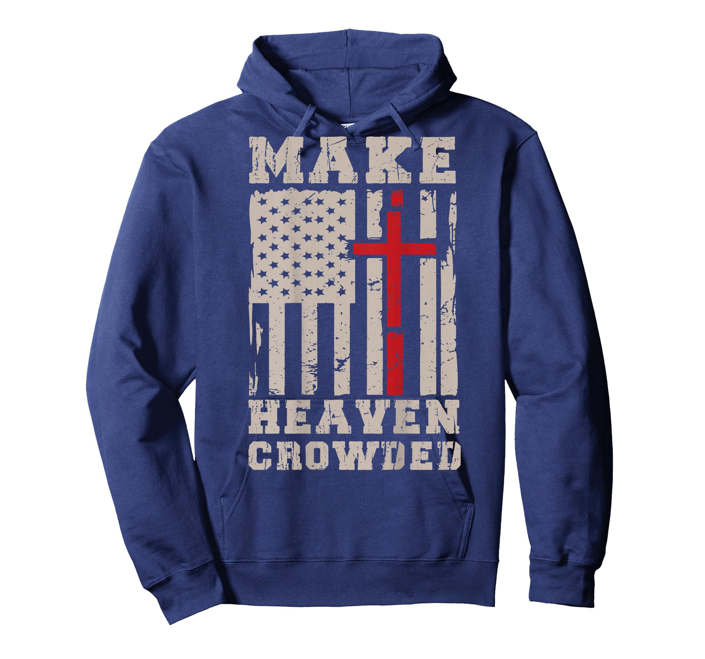 Make Heaven Crowded USA Flag Cross Jesus Patriotic Christian T-Shirt