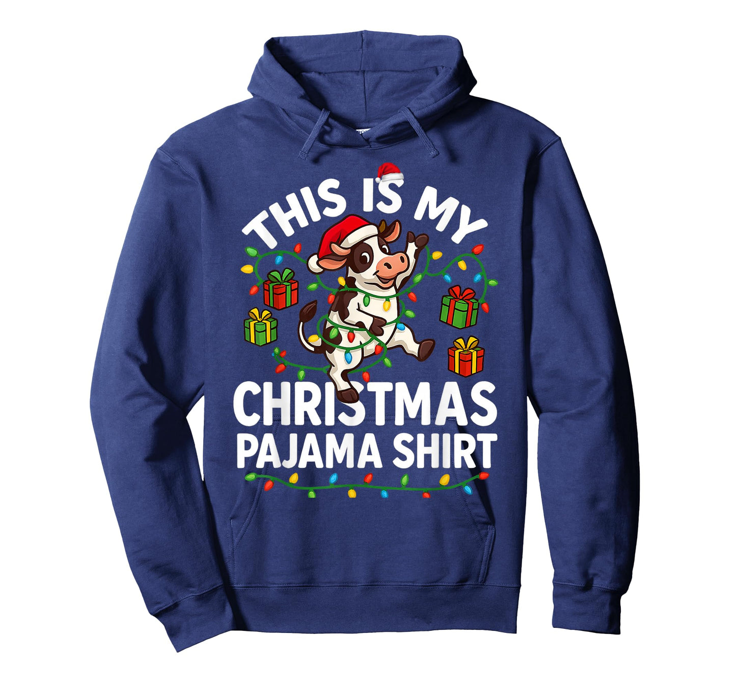 This is My Christmas Pajama Shirt Funny Christmas Cow Lights T-Shirt
