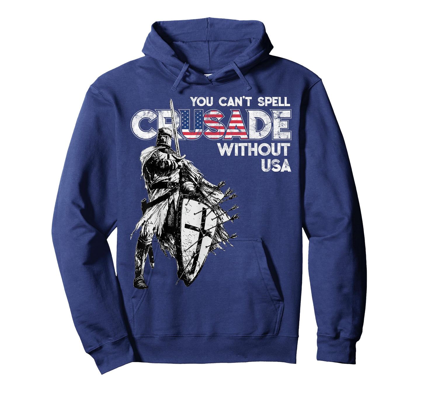 USA Crusade Design Knights Templar American Flag, Distressed T-Shirt