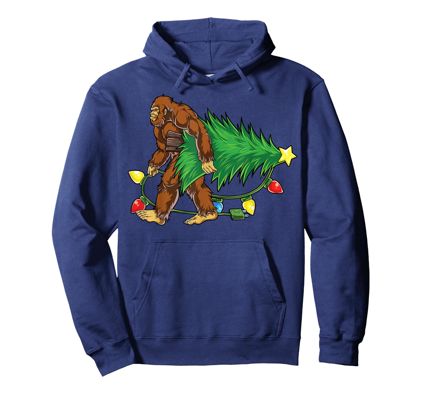 Bigfoot Christmas Tree Lights Xmas Boys Men Sasquatch Lovers T-Shirt
