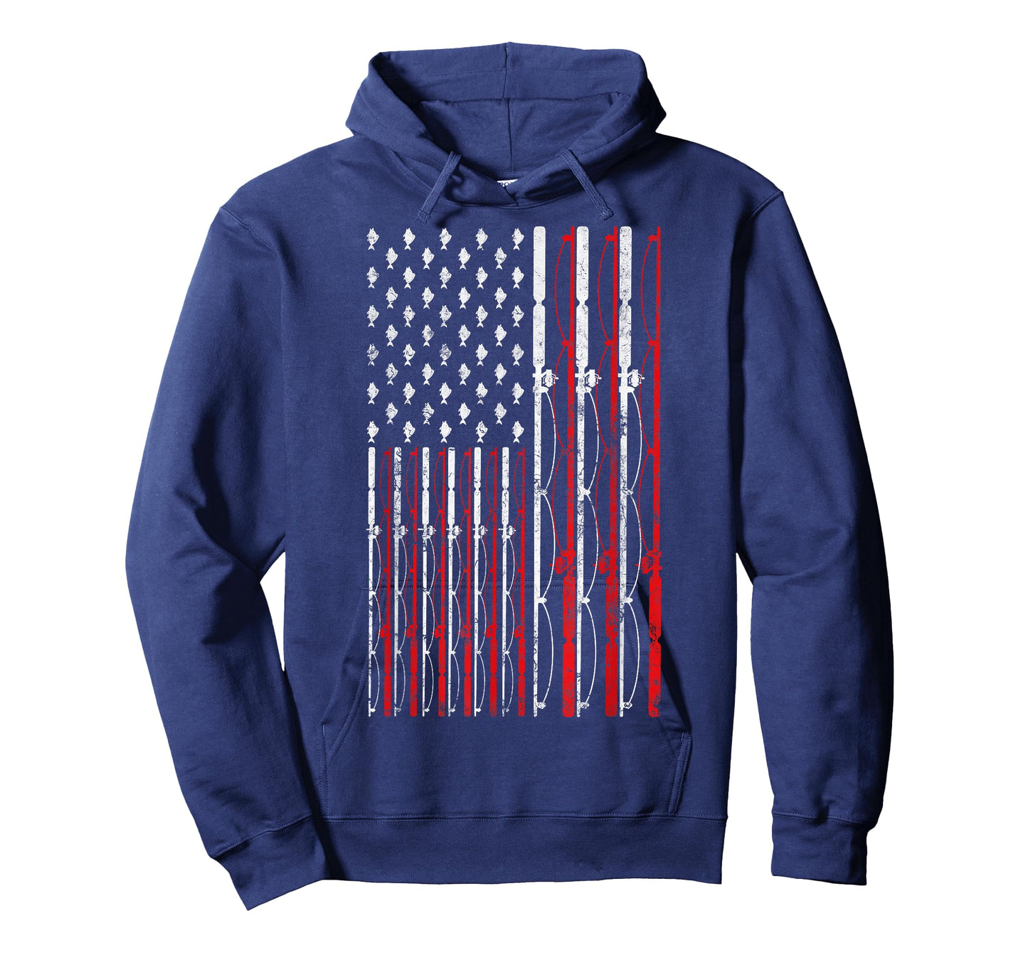 Fishing Rod American Flag Funny Vintage Fishing T-Shirt Small