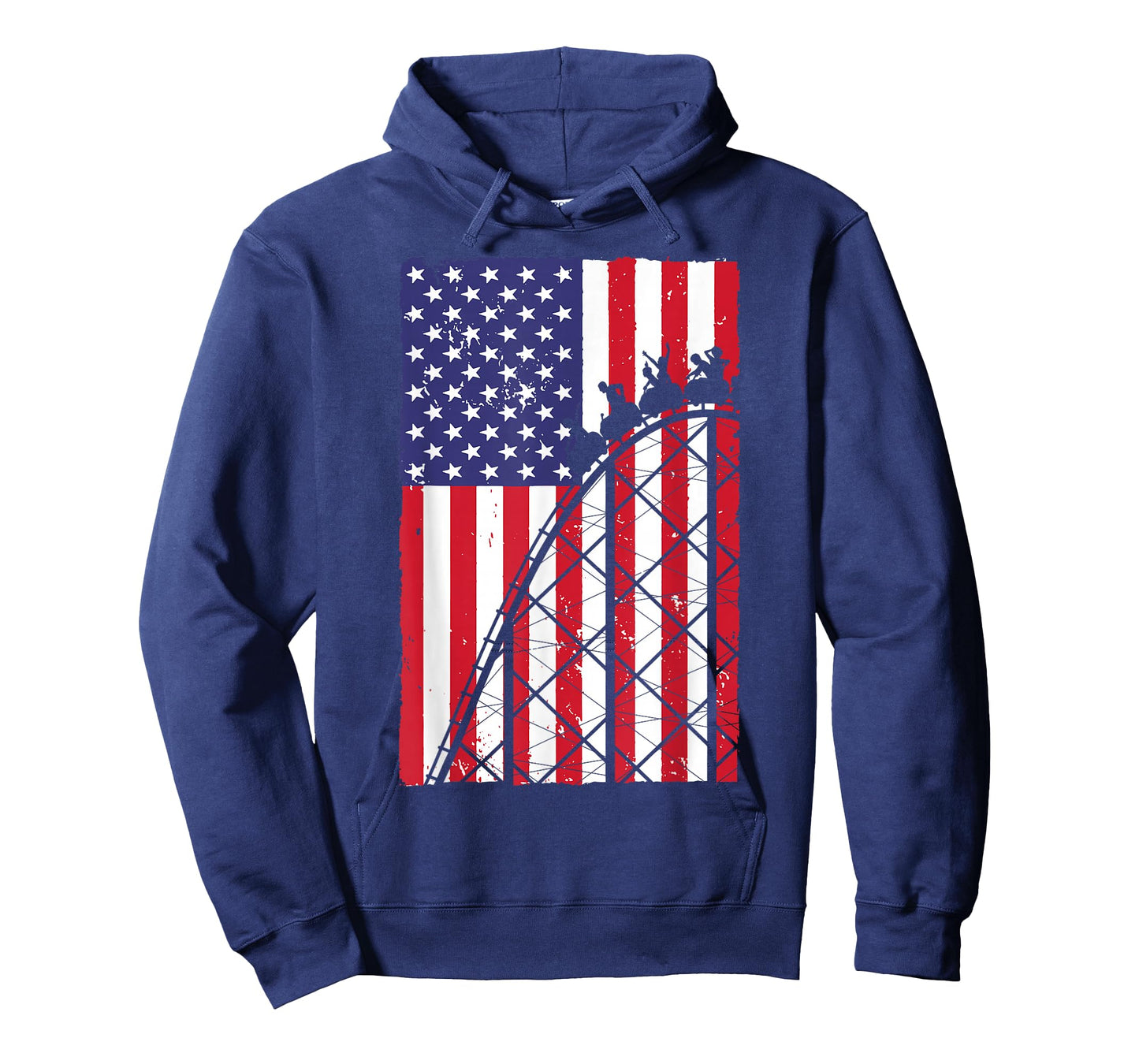 Funny Roller Coaster Art For Men Women Rollercoaster US Flag T-Shirt