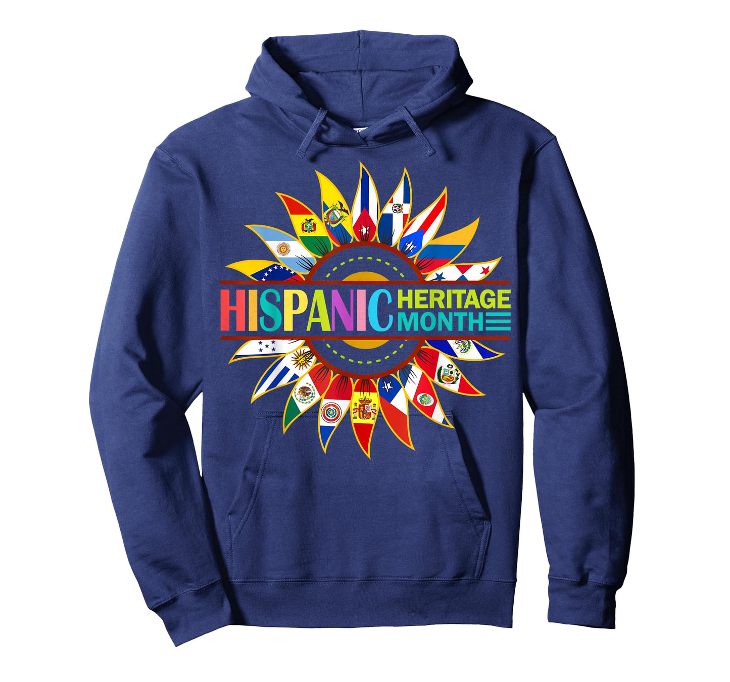 Hispanic Heritage Month Latino Countries Flags Sunflower T-Shirt