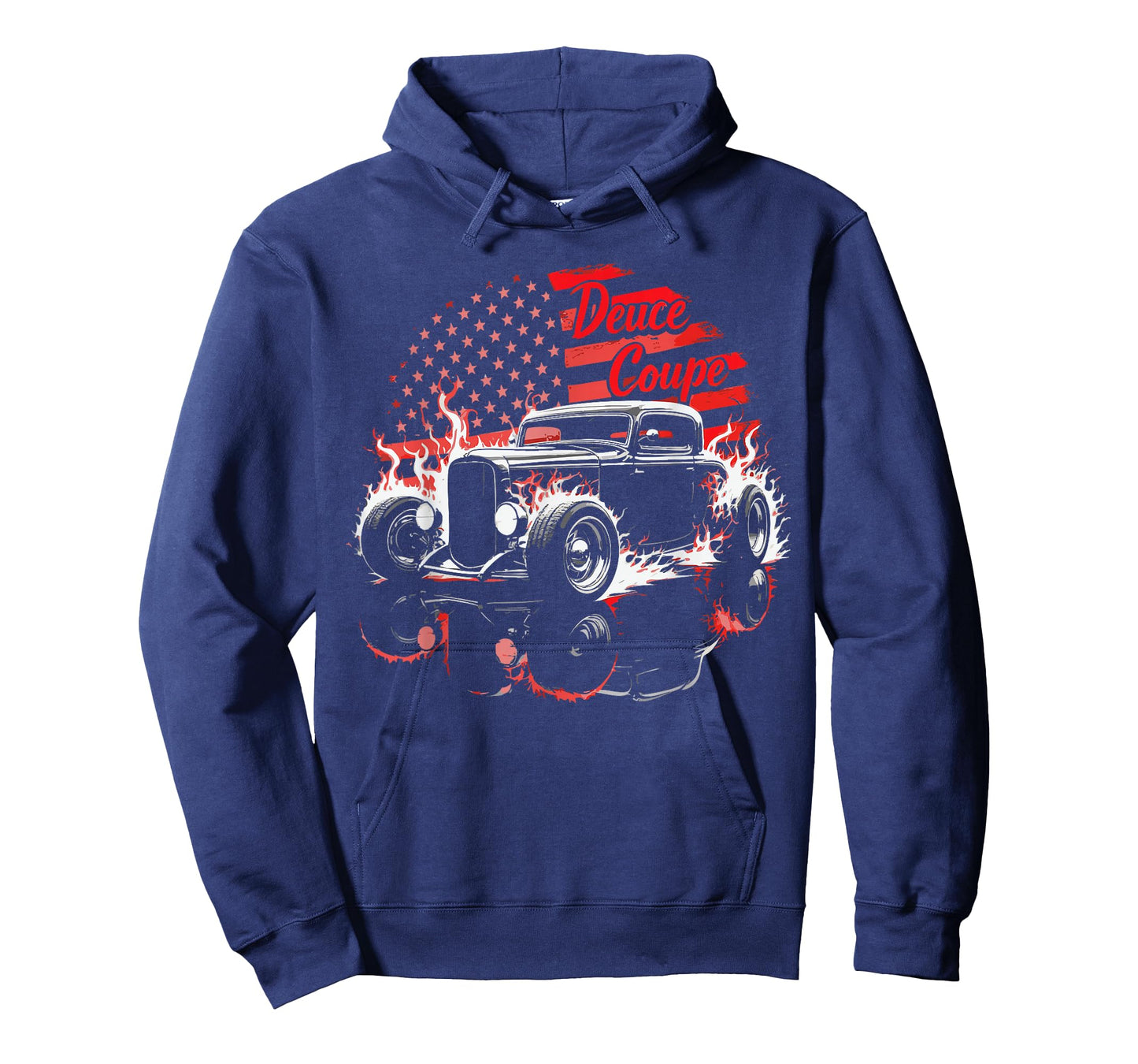 1932 Deuce Coupe Classic Flame Silhouette USA Flag T-Shirt