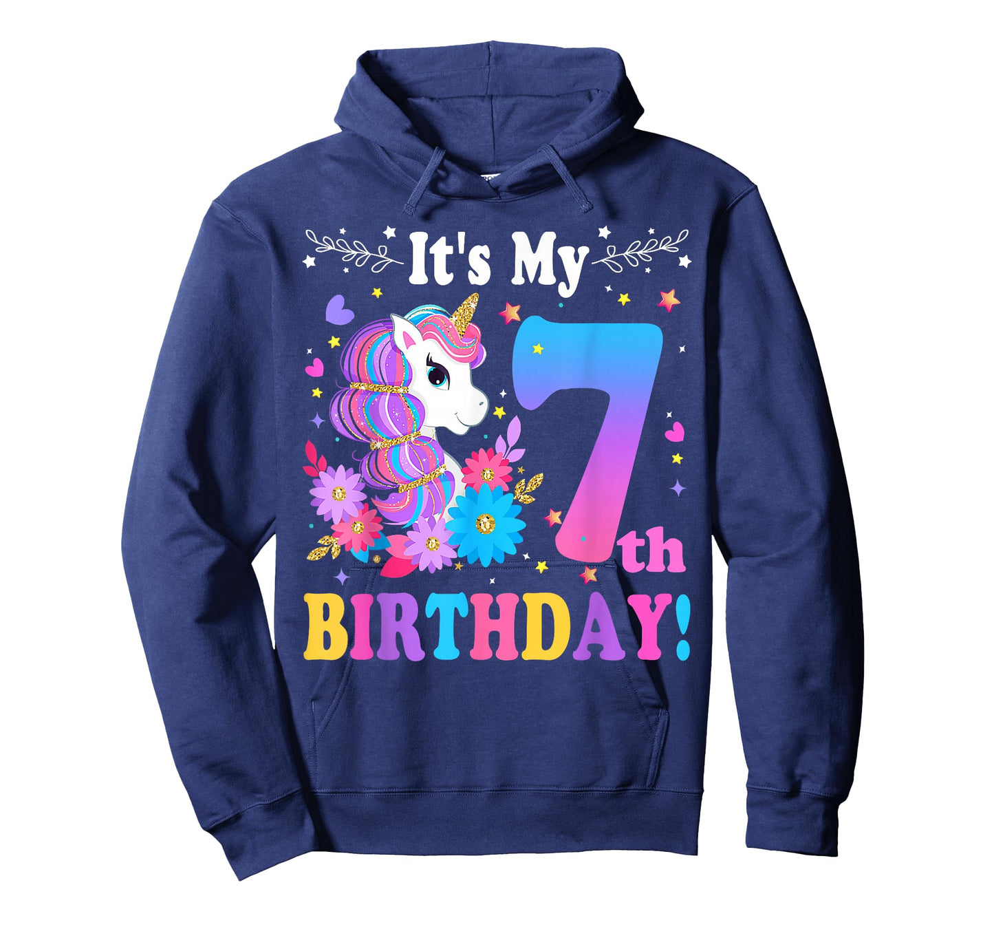 7 Year Old Its My 7th Birthday Cute Unicorn Kids Girls Teens T-Shirt