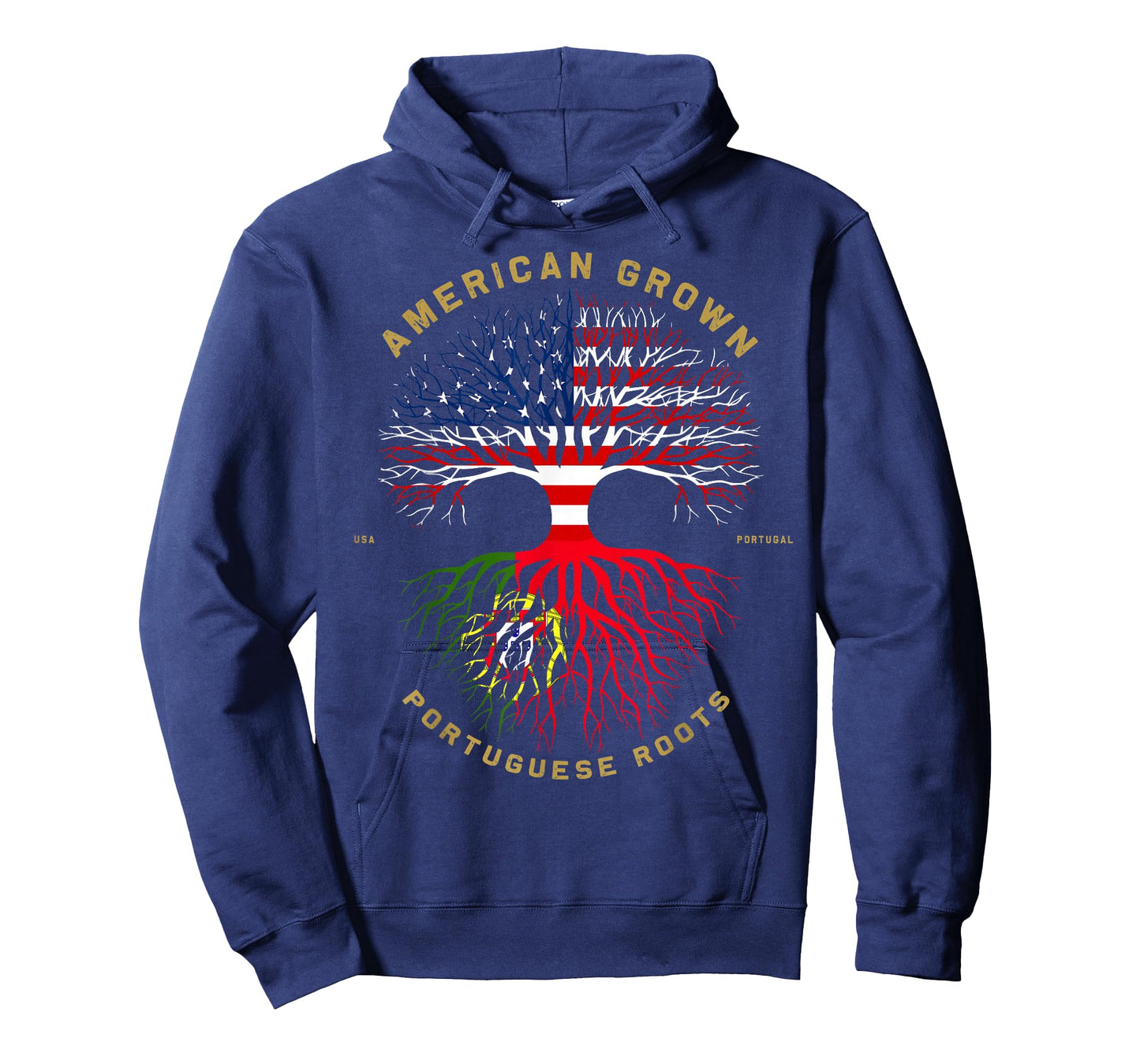 American Grown with Portuguese Roots Tree USA Flag Gifts T-Shirt