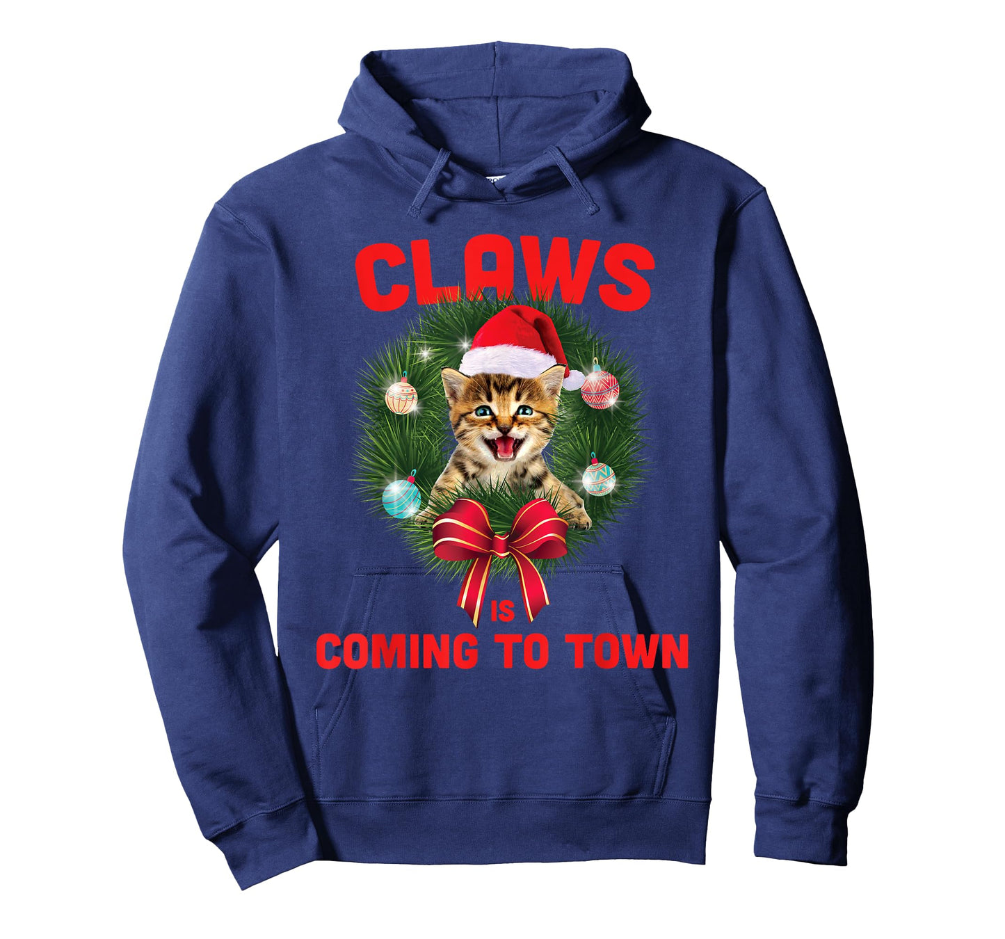 Funny Christmas Cat Claws Is Coming To Town Cat Lovers T-Shirt for Men Women Kids