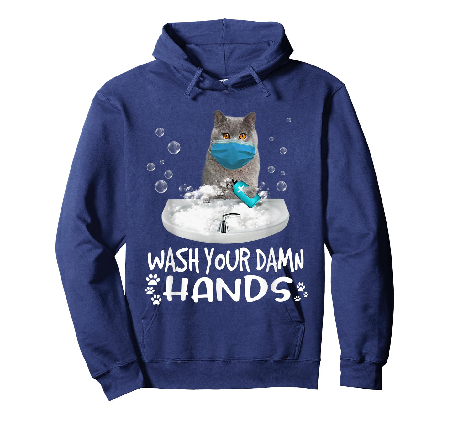 Wash Your Damn Hands British Shorthair Cat Wearing Face Mask T-Shirt for Men Women Kids
