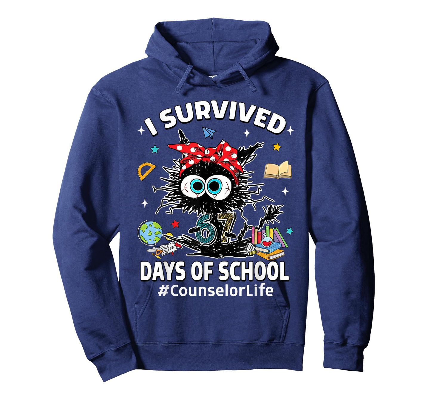 Black Cat I Survived 67 Days of School Counselor Life T-Shirt