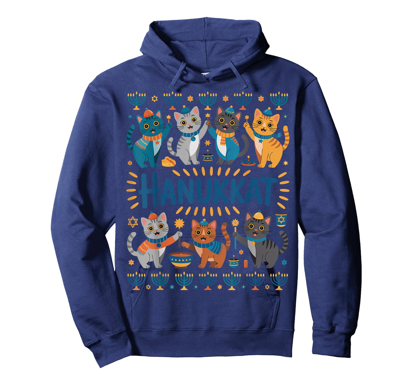 Hanukkah Cat Menorah Cute Jewish Holiday Cats Ugly Funny T-Shirt
