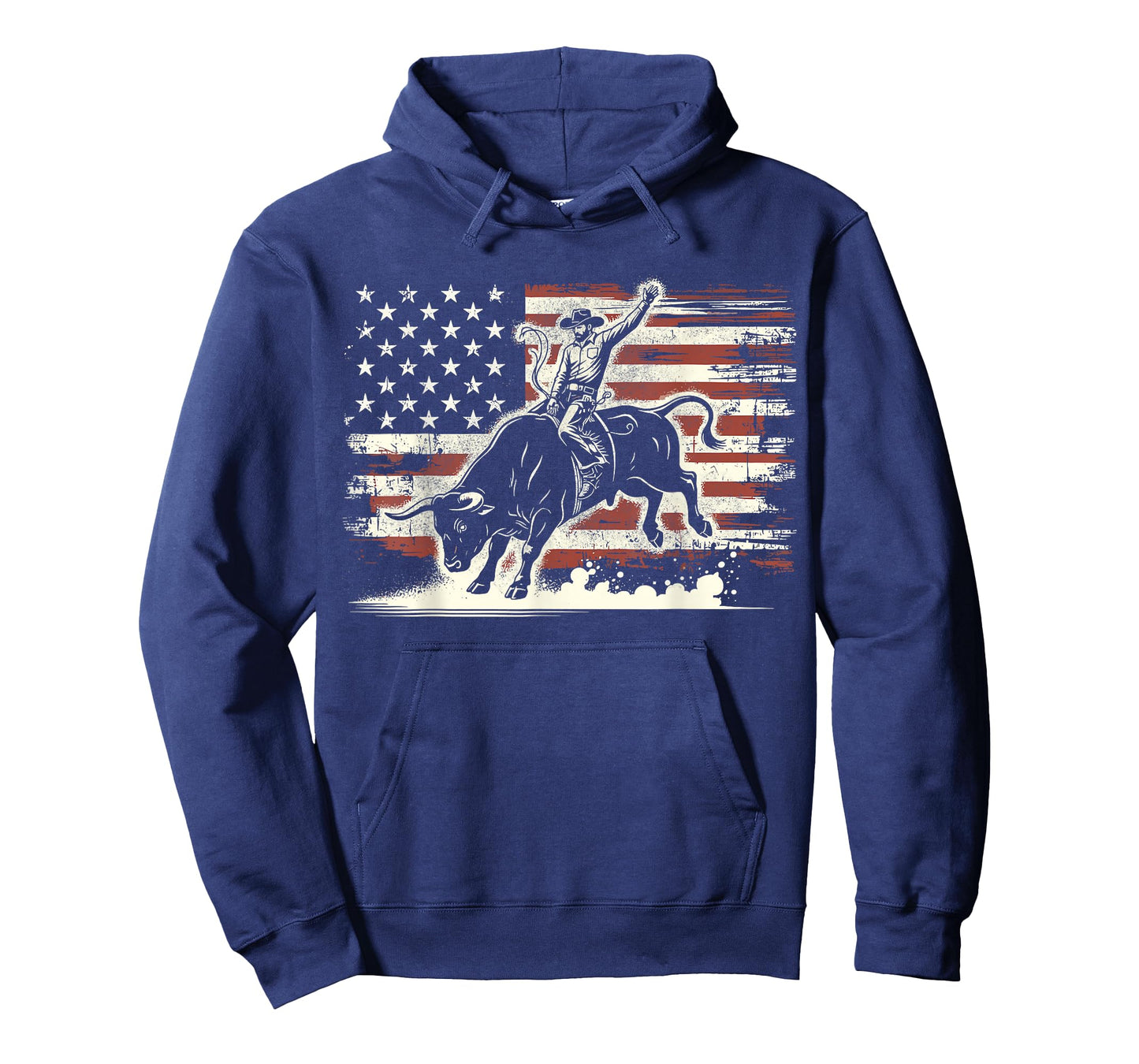 Rodeo Rider Bull Patriotic Cowboy USA Flag T-Shirt