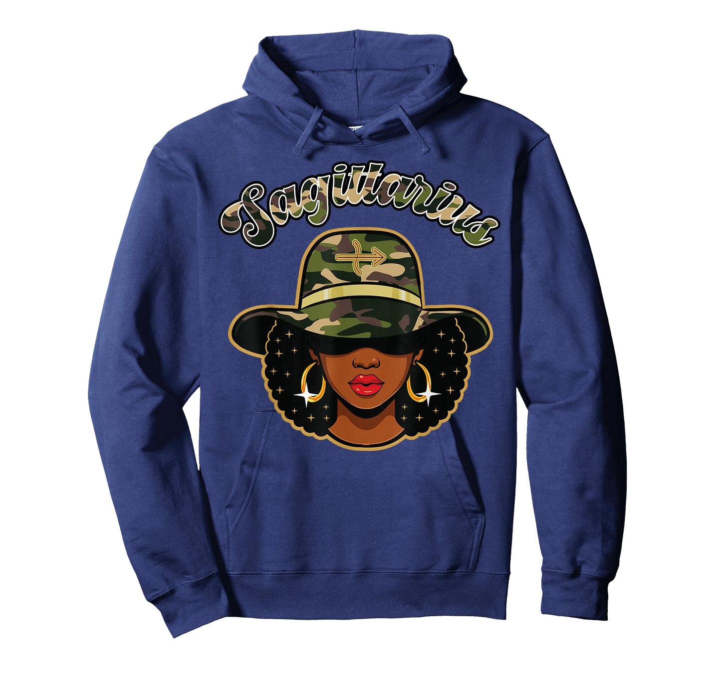 Sagittarius Queen Camo Black Woman Birthday Zodiac Sign Afro T-Shirt