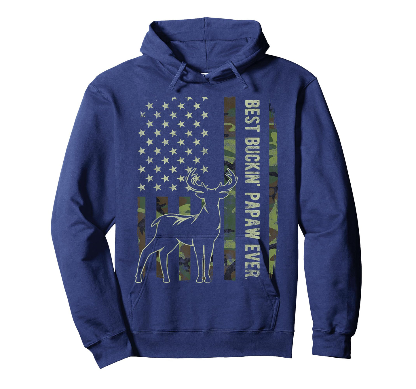 Best Buckin' Papaw Camo American Flag Deer Hunting Gift T-Shirt for Men