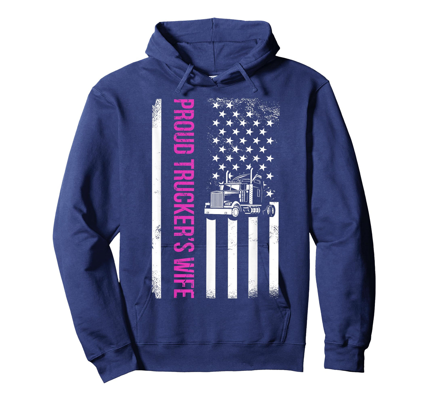 Proud Truckers Wife Semi-trailer American Flag Trucker T-Shirt
