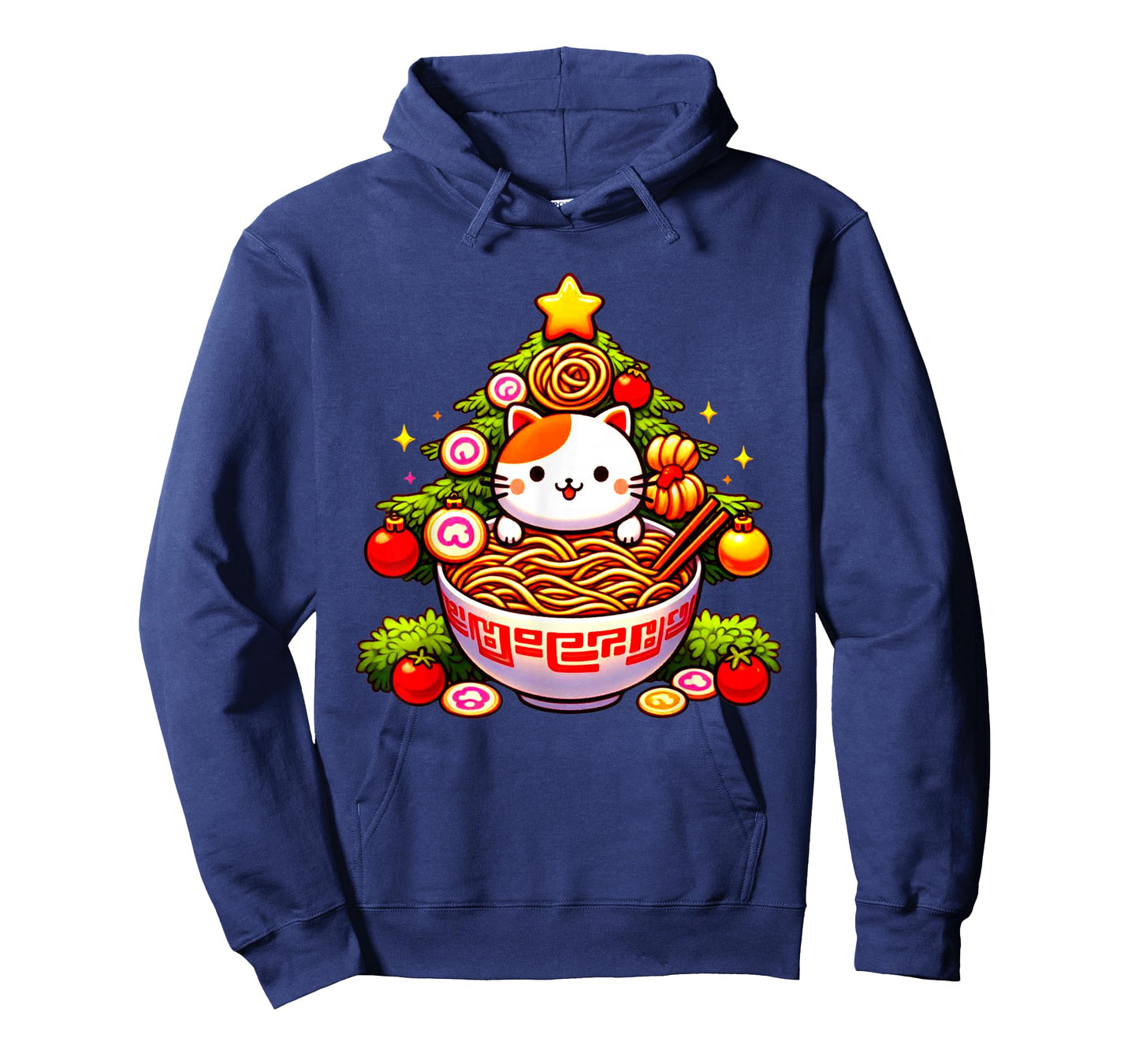 Kawaii Christmas Cat Ramen Christmas Tree Holiday Art T-Shirt