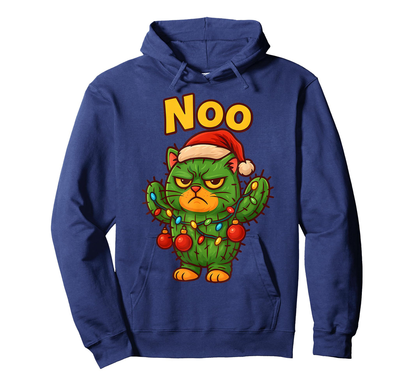 NOO Funny Christmas Cat Cactus, Grumpy Holiday Meme-Cat T-Shirt