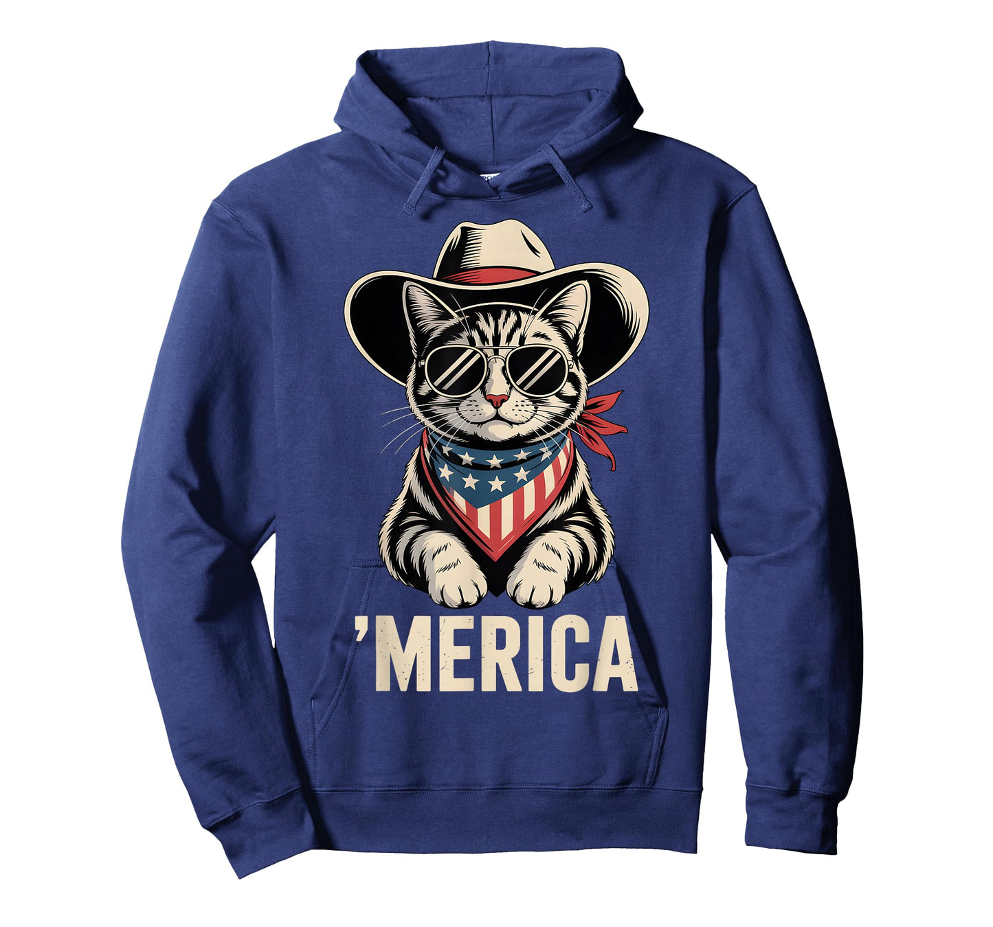 Merica Cowboy Cat American Flag 4th of July Patriotic Cat T-Shirt