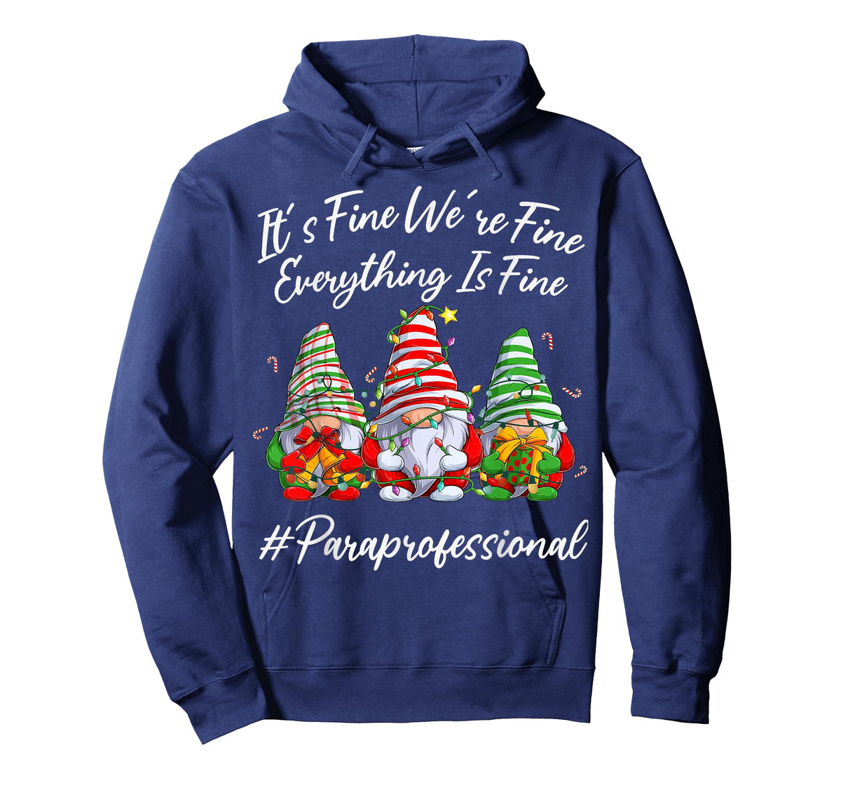 Paraprofessional Funny Everything Is Fine Christmas Gnomie T-Shirt