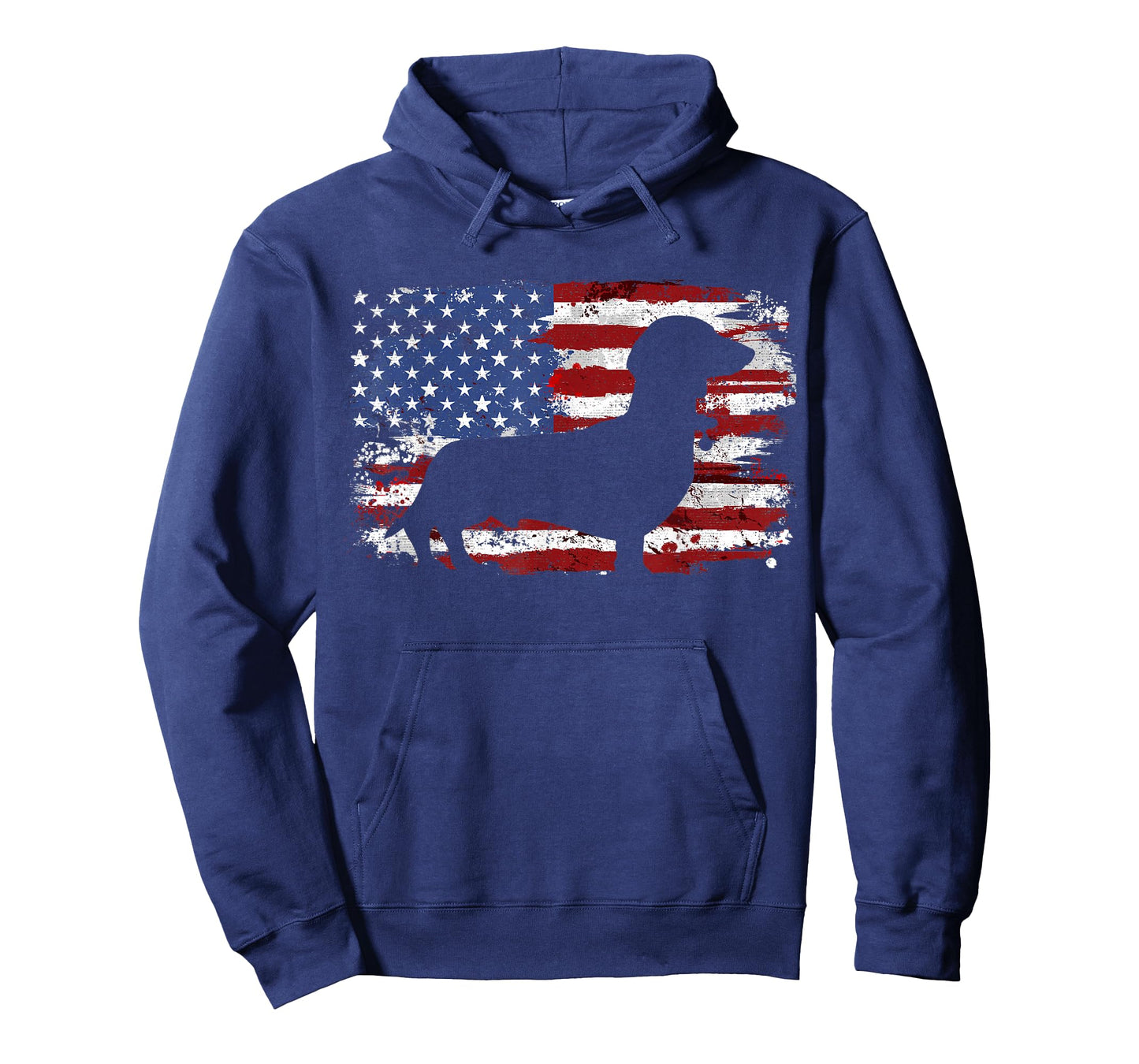 Dachshund Weiner Vintage American Flag T-Shirt Small