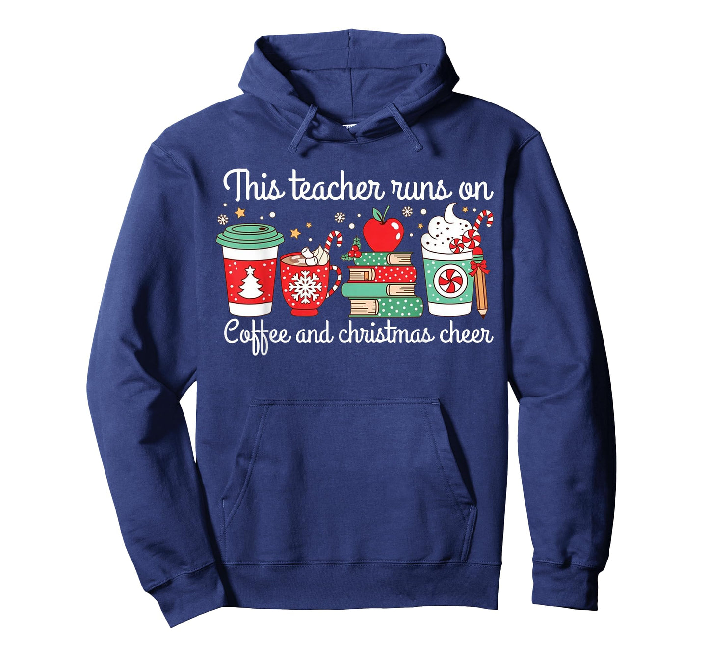 Funny This Teacher Runs On Coffee and Christmas Cheer T-Shirt
